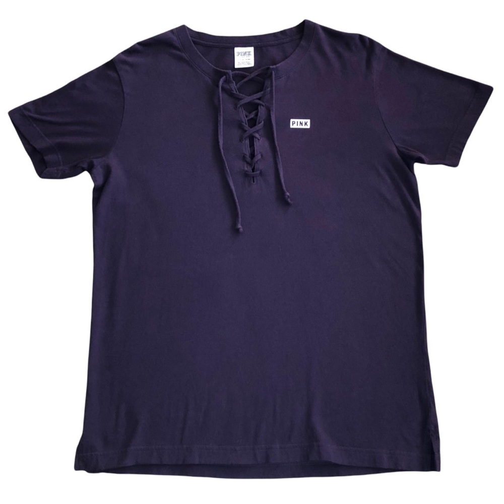 PINK Victoria’s Secret Purple Campus Lace-up T-Shirt size Small